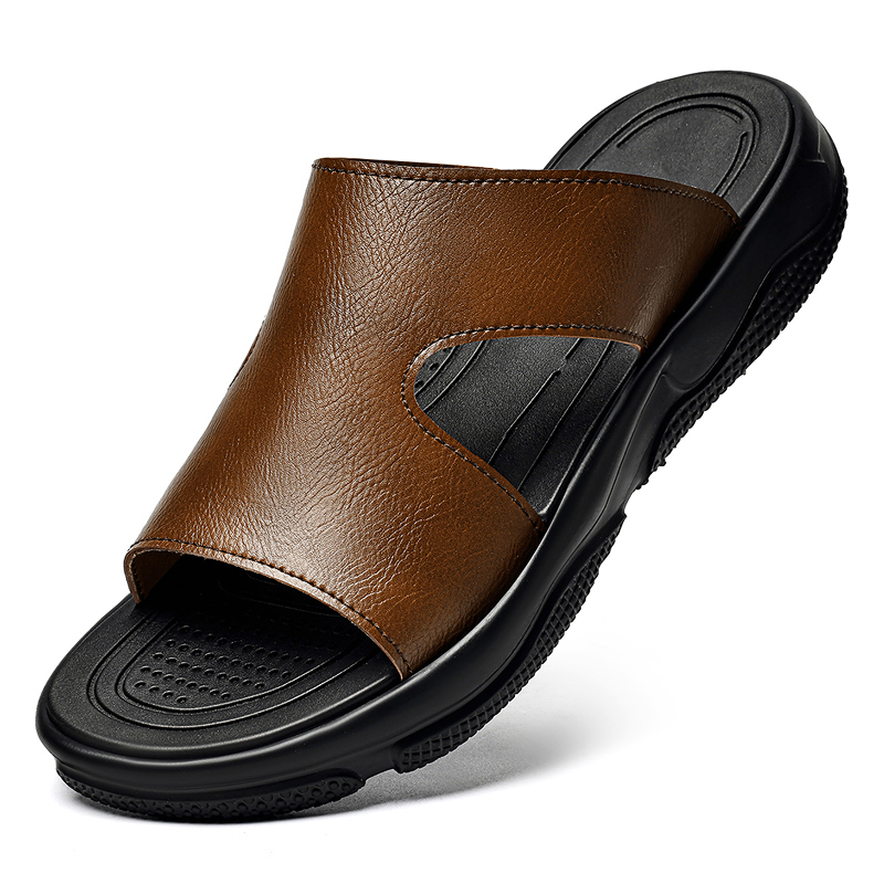 Men'S Shoes Hugo Boss - Men's Leather Slide Sandals Non-slip Thick