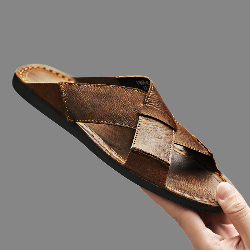 Men'S Shoes Hugo Boss - Fashion Genuine Leather Men Slippers Summer