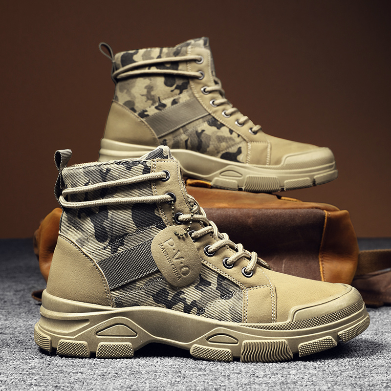 Men'S Shoes Popular - High-Top Boots for Men Autumn Camouflage