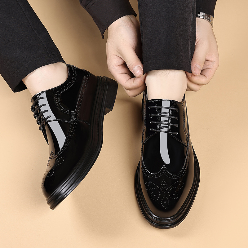 Men's Patent Leather Brogue Dr - Men Shoes Oxford ulasan dan harga