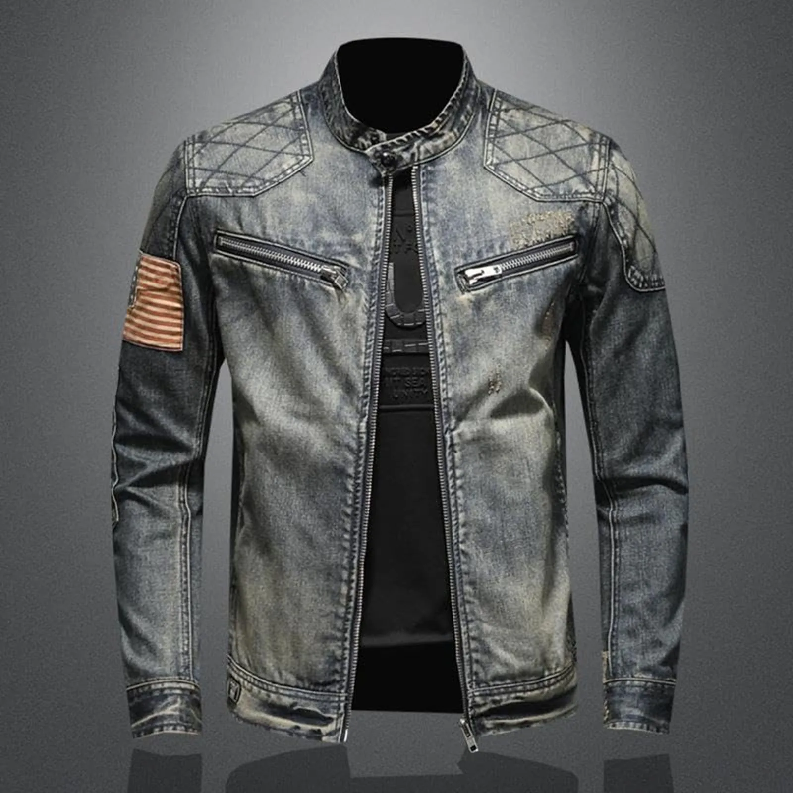 Vintage Denim Jacket With Zip  - Men'S Shoes For Jeans ulasan dan harga