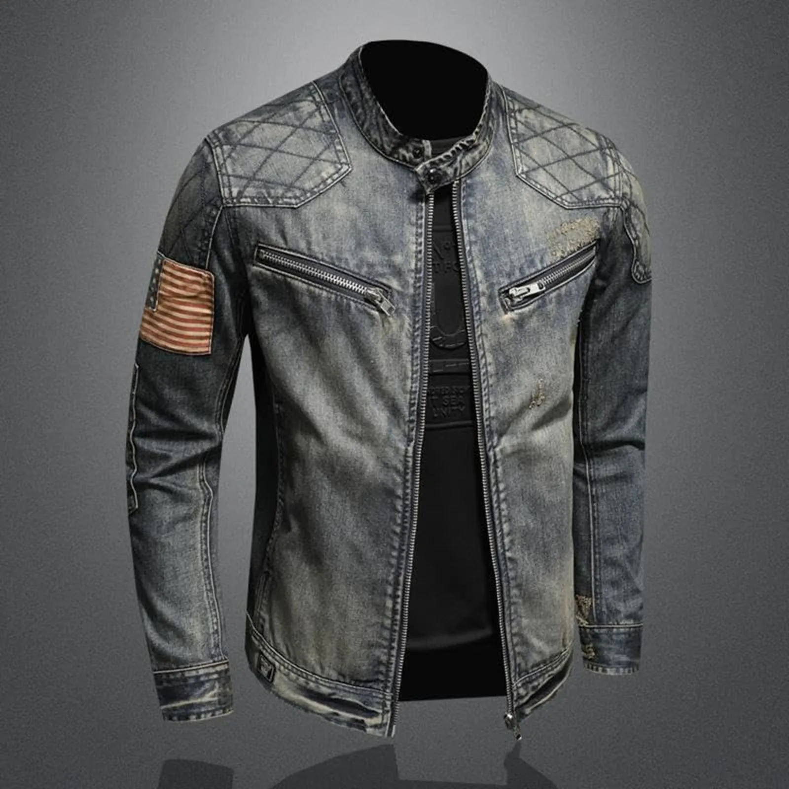 Vintage Denim Jacket With Zip  - Men'S Shoes For Jeans ulasan dan harga