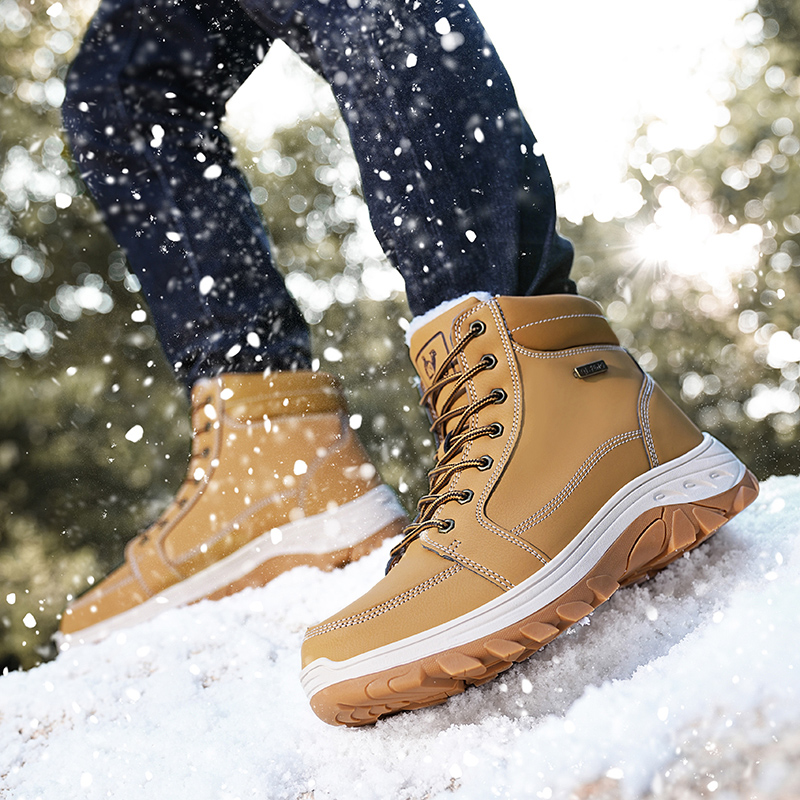Men Boots Winter Outdoor Walki - Men'S Shoes Yellow And Black ulasan dan harga