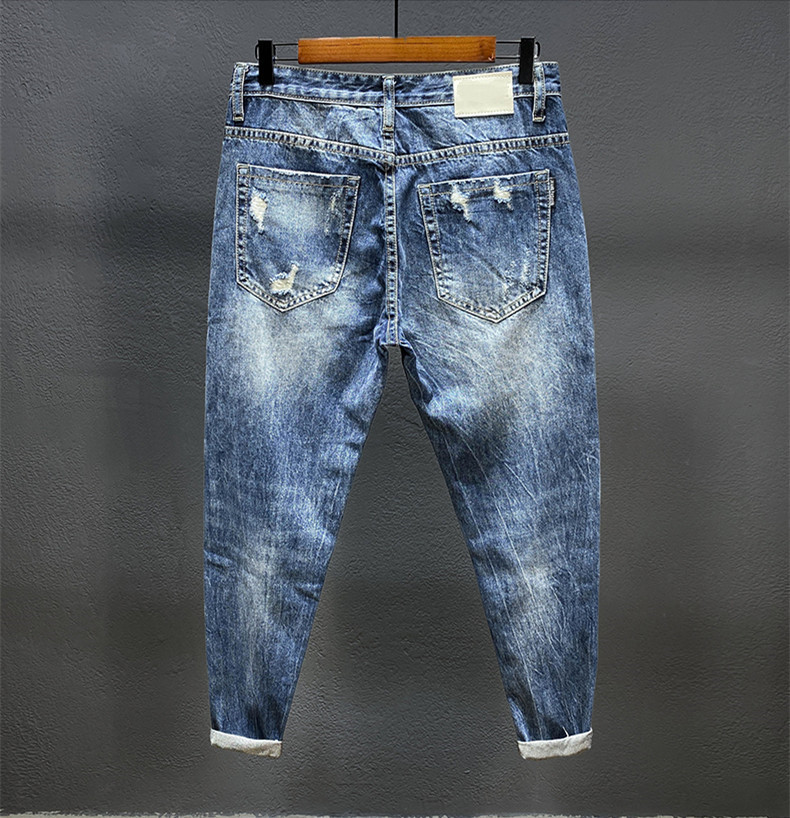Nine-point jeans with holes fo - Men'S Shoes For Jeans ulasan dan harga