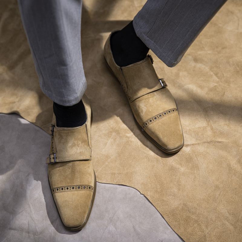 Vintage Design Men Dress Shoes - Monk Strap Shoe ulasan dan harga