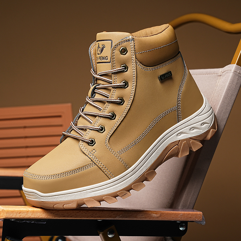 Men Boots Winter Outdoor Walki - Men'S Shoes Yellow And Black ulasan dan harga