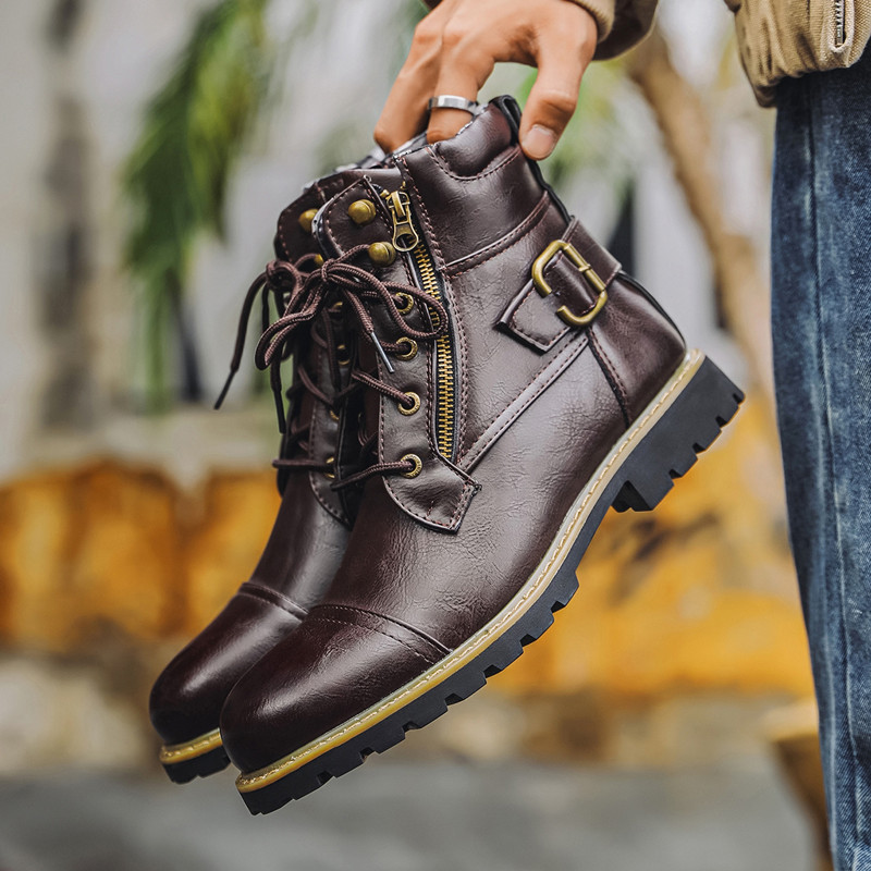 Fashion Men Leather Boots Meta - Men Shoes Oxford ulasan dan harga