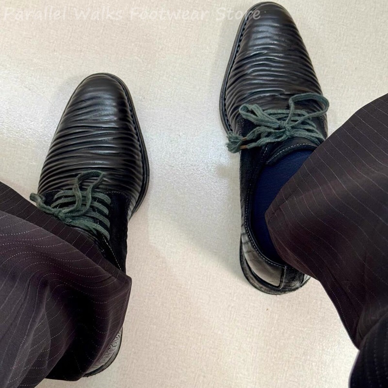 Mens Pleated Leather Derby Sho - Men Shoes Oxford ulasan dan harga