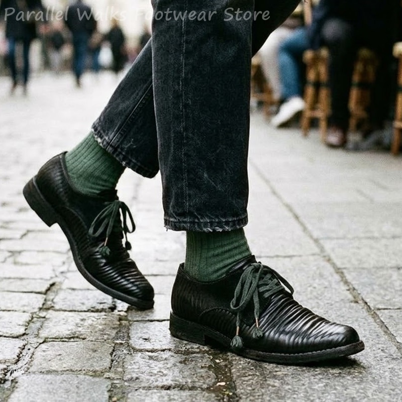 Mens Pleated Leather Derby Sho - Men Shoes Oxford ulasan dan harga