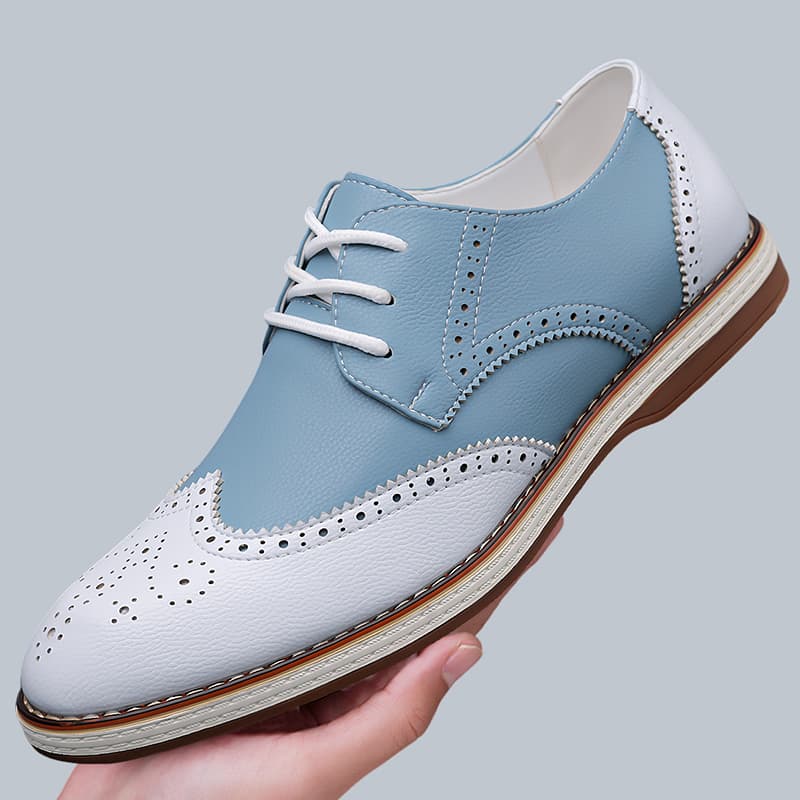 Mens White Blue Two Tone Brogu - Men Shoes Oxford ulasan dan harga