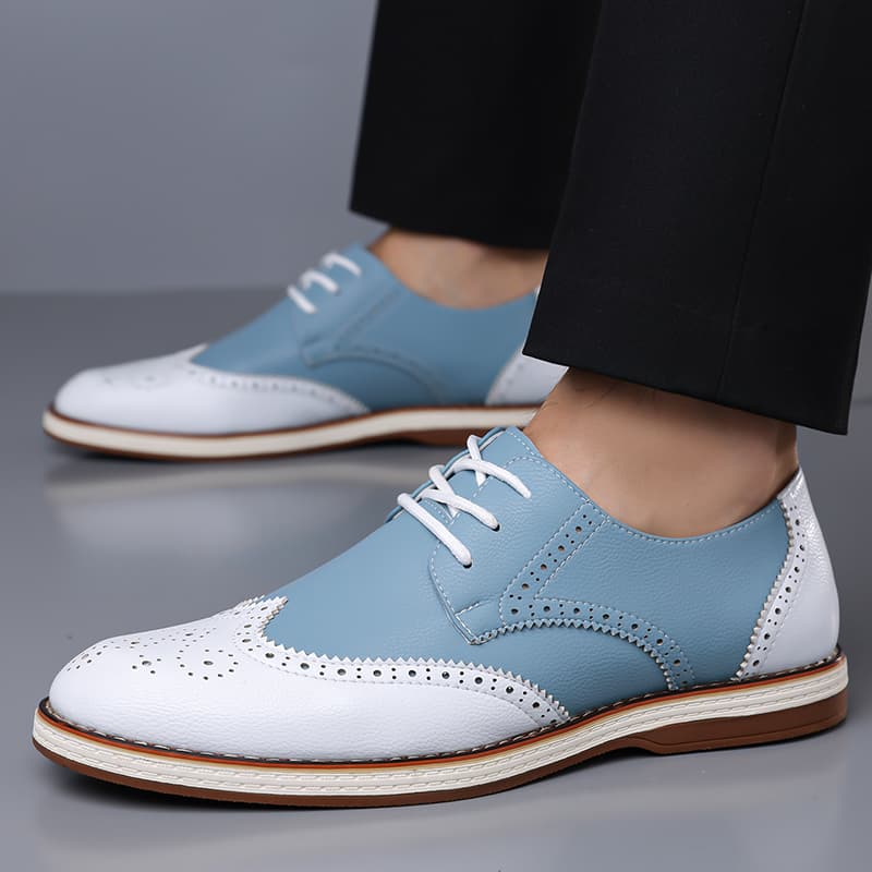 Mens White Blue Two Tone Brogu - Men Shoes Oxford ulasan dan harga