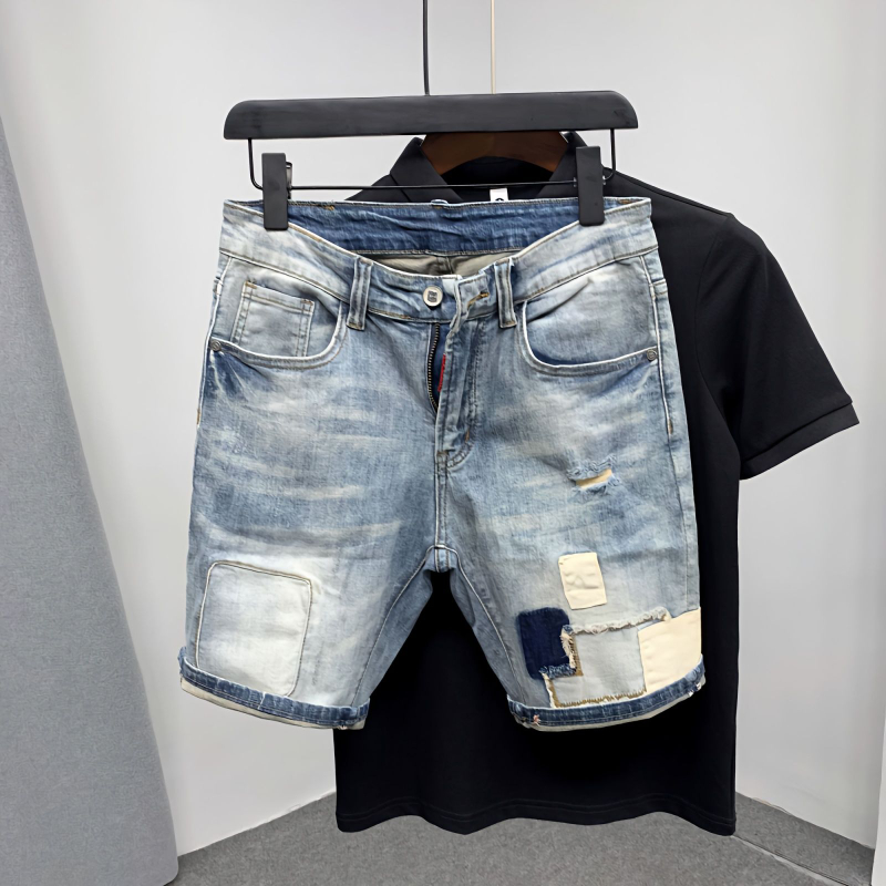 Straight Male Denim Shorts Rip - Men'S Shoes For Jeans ulasan dan harga