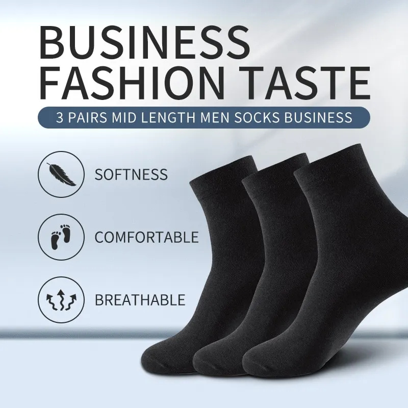 3 Pairs Black Men Socks Cotton - Men'S Shoes For Crews ulasan dan harga