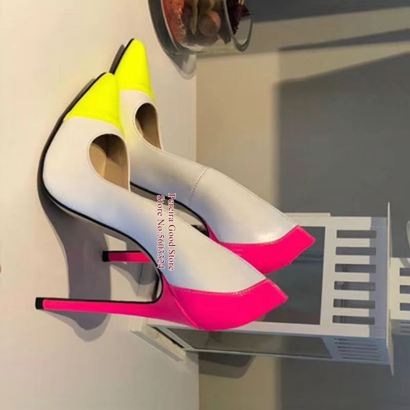 Sexy Pointed Toe Patchwork Dre - Men'S Shoes Yellow And Black ulasan dan harga
