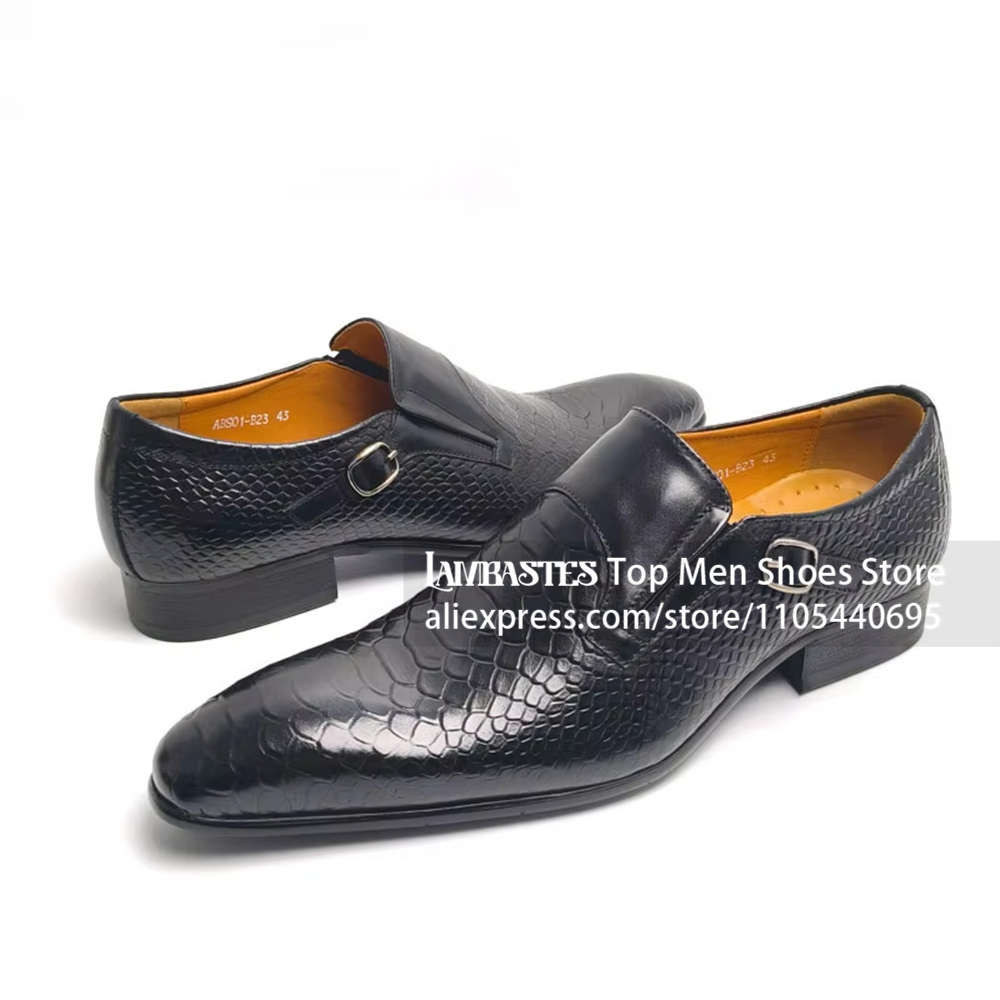 Black Snake Embossed Side Buck - Monk Strap Shoe ulasan dan harga