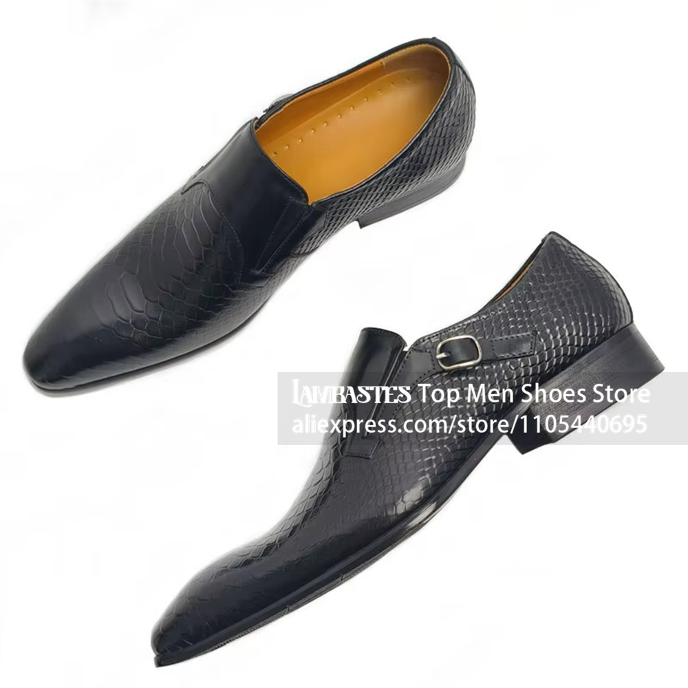 Black Snake Embossed Side Buck - Monk Strap Shoe ulasan dan harga