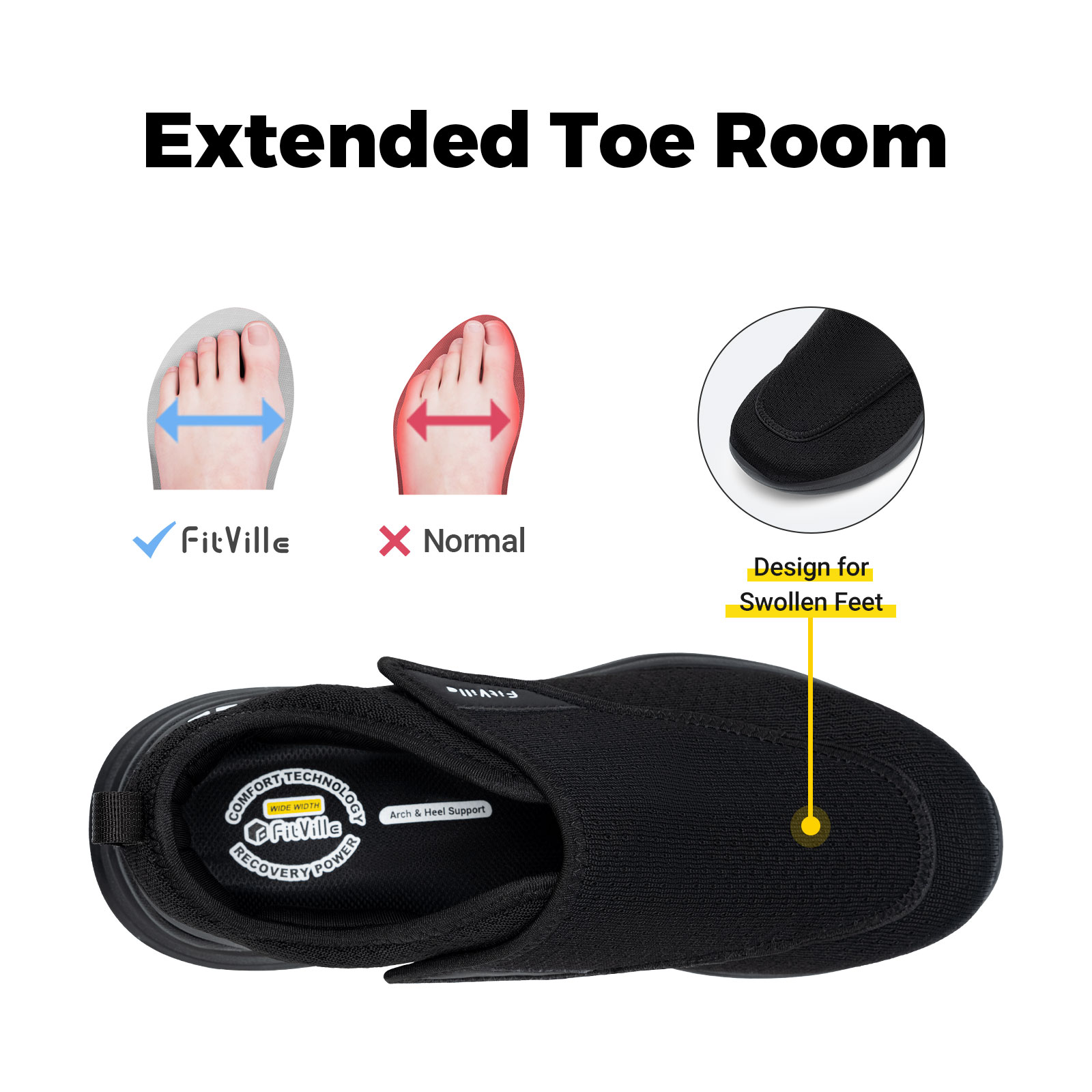 FitVille Extra Wide Men's Diab - Men'S Shoes Diabetic ulasan dan harga