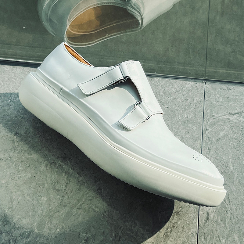 Minimalist Designer White Leat - Monk Strap Shoe ulasan dan harga