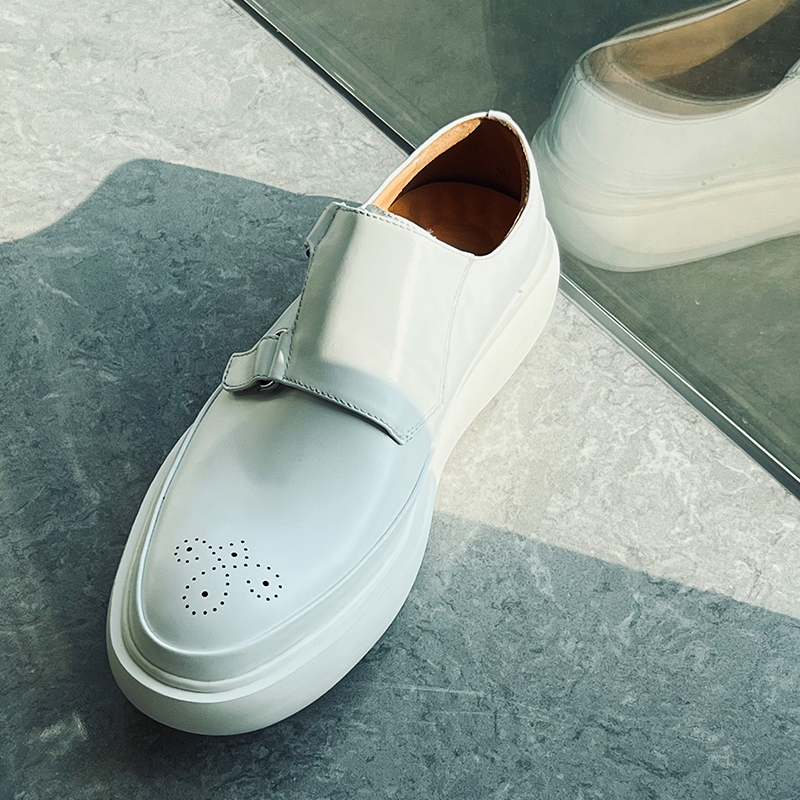 Minimalist Designer White Leat - Monk Strap Shoe ulasan dan harga