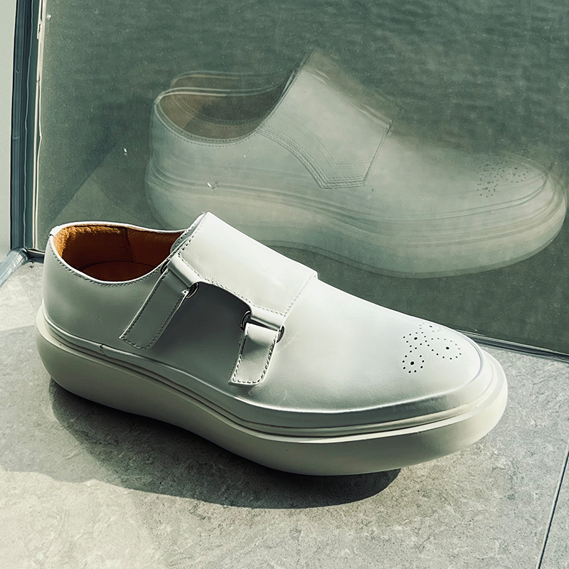 Minimalist Designer White Leat - Monk Strap Shoe ulasan dan harga