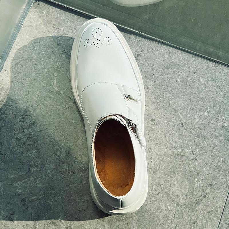Minimalist Designer White Leat - Monk Strap Shoe ulasan dan harga
