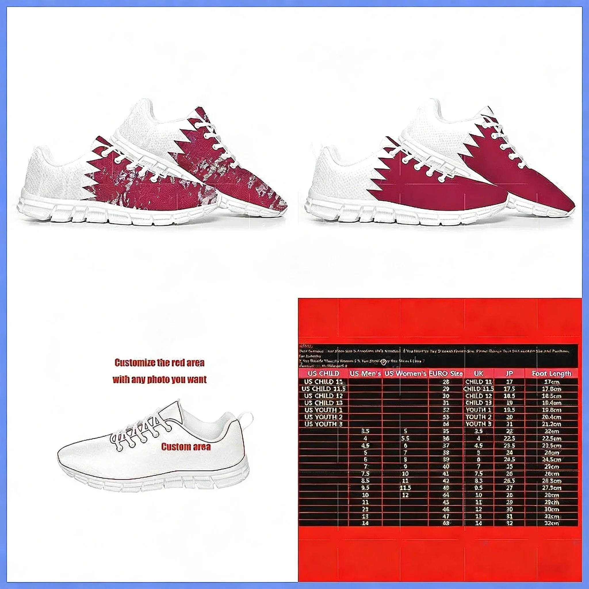 Qatar Flag Sports Shoes, Custo - Men Shoes Qatar ulasan dan harga